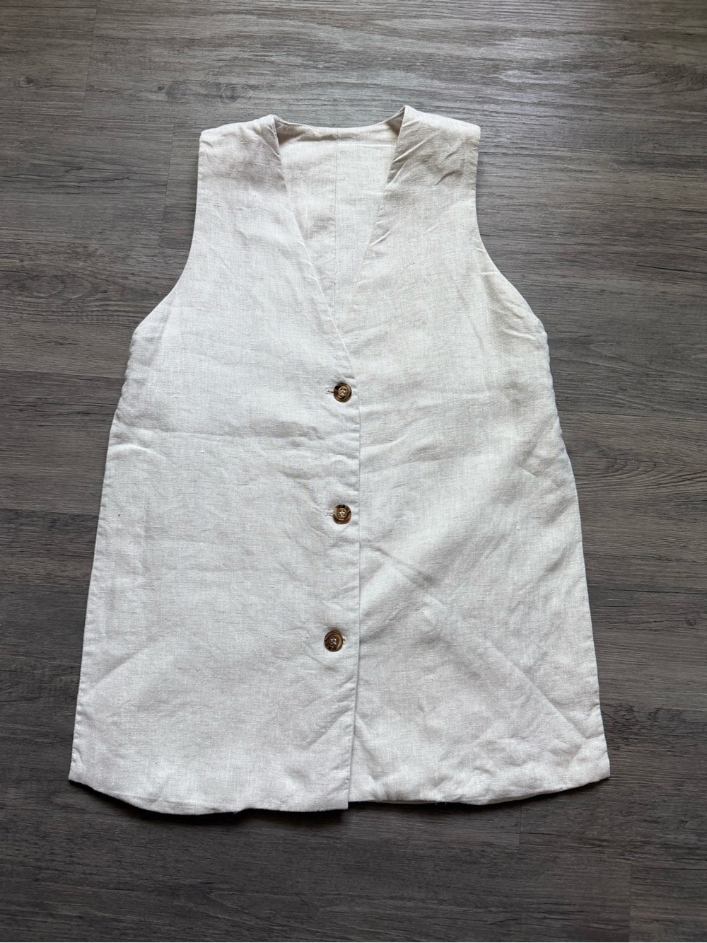 Girls' Cream Button-Front Linen Top